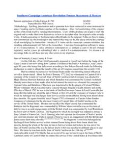 Southern Campaign American Revolution Pension Statements & Rosters Pension application of John Carman R1703 fn34NC Transcribed by Will Graves[removed]Methodology: Spelling, punctuation and/or grammar have been corrected