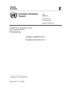 UNITED NATIONS E Economic and Social Council