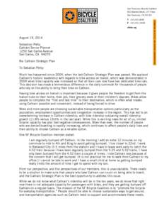 San Francisco Bicycle Coalition 833 Market Street, 10th Floor San Francisco CA[removed]T[removed]BIKE F[removed]sfbike.org