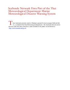 SeaSonde Network Data Part of the Thai Meteorological Department Marine Meteorological Disaster Warning System T