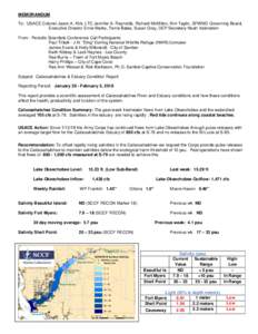 MEMORANDUM To: USACE Colonel Jason A. Kirk, LTC Jennifer A. Reynolds, Richard McMillen, Kim Taplin, SFWMD Governing Board, Executive Director Ernie Marks, Terrie Bates, Susan Gray, DEP Secretary Noah Valenstein From: Per