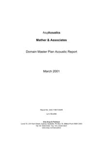 ArupAcoustics Mather & Associates Domain Master Plan Acoustic Report  March 2001