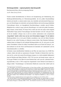 Kirchengeschichte – regional gedacht, lokal dargestellt Eine historische Skizze über das einzigartige Durlach von Dr. Hans-Georg Ulrichs