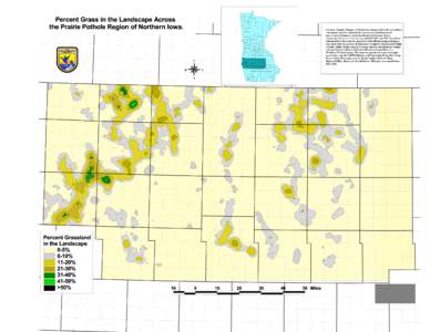 Percent Grass in the Landscape Across the Prairie Pothole Region of Northern Iowa. N W