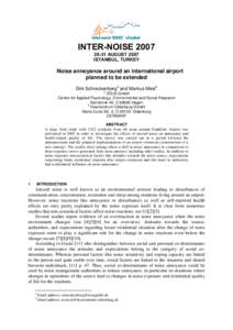 INTER-NOISEAUGUST 2007 ISTANBUL, TURKEY Noise annoyance around an international airport planned to be extended