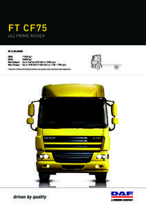 FT CF75 4X2 PRIME MOVER AT A GLANCE GVM: GCM: