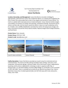 1  San Francisco Bay Area Water Trail Site Description for  Suisun City Marina
