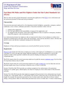 U.S. Department of Labor Employment Standards Administration Wage and Hour Division (Revised July[removed]Fact Sheet #8: Police and Fire Fighters Under the Fair Labor Standards Act