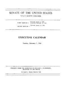 SENATE OF THE UNITED STATES NINETY-EIGHTH CONGRESS FIRST SESSION { SECOND SESSION {