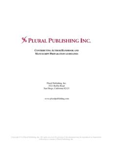 CONTRIBUTING AUTHOR HANDBOOK AND MANUSCRIPT PREPARATION GUIDELINES Plural Publishing, Inc[removed]Ruffin Road San Diego, California 92123