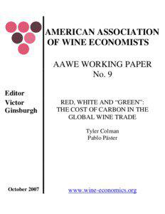 AMERICAN ASSOCIATION OF WINE ECONOMISTS AAWE WORKING PAPER
