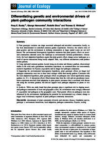 Journal of Ecology 2014, 102, 1300–1309  doi: Differentiating genetic and environmental drivers of plant–pathogen community interactions