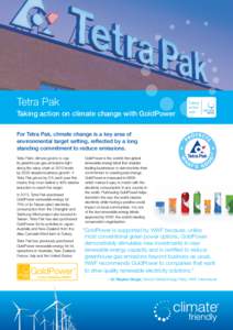 Tetra Pak Taking action on climate change with GoldPower Taking action with