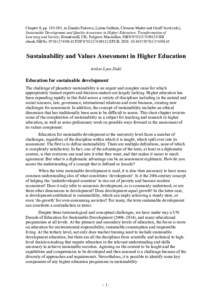 Chapter 9, pp, in Zinaida Fadeeva, Laima Galkute, Clemens Mader and Geoff Scott (eds), Sustainable Development and Quality Assurance in Higher Education: Transformation of Learning and Society, Houndsmill, UK: P