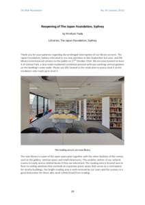 EALRGA Newsletter  No. 65 (January[removed]Reopening of The Japan Foundation, Sydney by Hirofumi Yada