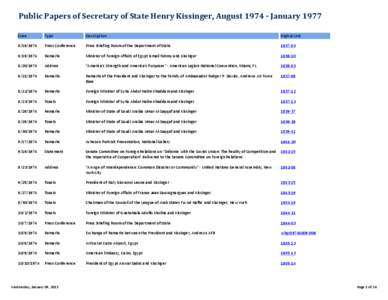 Public Papers of Secretary of State Henry Kissinger, August[removed]January 1977