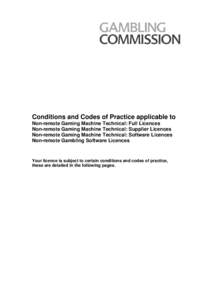 Licence conditions and codes of practice - gaming machine technical and software - October 2010