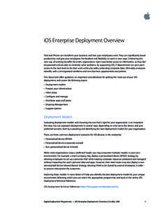 !! !! ! ! iOS Enterprise Deployment Overview