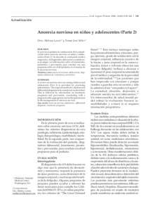 Arch Argent Pediatr 2006; 104(4):Actualización Anorexia nerviosa en niños y adolescentes (Parte 2) Dres. Melissa Lenoir* y Tomas José Silber*