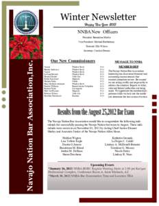 Winter Newsletter Happy New Year 2013 NNBA New Officers President: Bernadine Martin Vice President: Michael Barthelemy