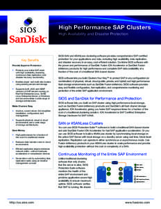 PRODUCT BRIEF  High Performance SAP Clusters High Availability and Disaster Protection  Key Benefits