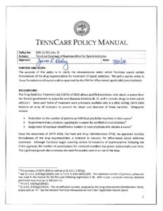 TENNCARE POLICY MANUAL Policy No: Subject: Approval:  BEN[removed]rev. 3)