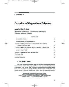 Organoiron chemistry / Organometallic chemistry / Polymer / Iron pentacarbonyl / Iron / Ring opening metathesis polymerisation / Ferrocene-containing dendrimers / Bent metallocenes / Chemistry / Metallocenes / Ferrocene