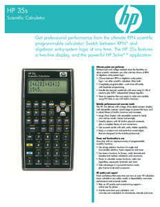 Computer hardware / HP 35s / Reverse Polish notation / Calculator / Scientific calculator / Graphing calculator / Hewlett-Packard / HP calculators / HP-42S / Programmable calculators / Technology / Computing