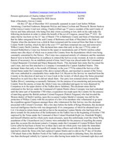 Southern Campaign American Revolution Pension Statements Pension application of Charles Gilbert S31057 fn25NC Transcribed by Will Graves[removed]State of Kentucky, Graves County