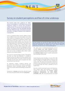 NEWS POLYTECHNIC OF NAMIBIA Survey on student perceptions and fear of crime underway