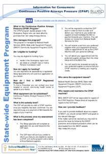 Information for Consumers: Continuous Positive Airways Pressure (CPAP) State-wide Equipment Program  To interpreter