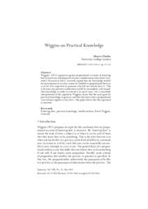 Wiggins on Practical Knowledge Henry Clarke University College London BIBLID626X; ppAbstract