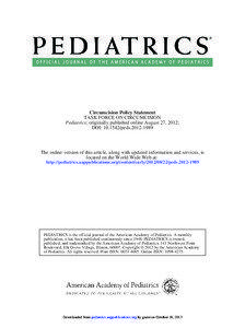 Circumcision Policy Statement TASK FORCE ON CIRCUMCISION Pediatrics; originally published online August 27, 2012;