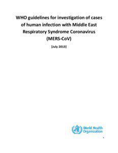 WHO guidelines for investigation of cases of human infection with Middle East Respiratory Syndrome Coronavirus