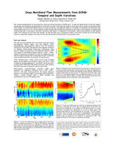 Deep Meridional Flow Measurements from GONG: Temporal and Depth Variations 1 Shukur Kholikov ● John Leibacher ● Frank Hill National Solar Observatory, Tucson, Arizona, USA