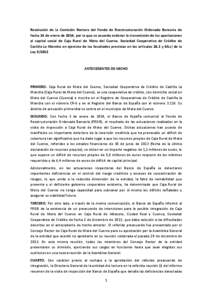 Resolución de la Comisión Rectora del Fondo de Reestructuración Ordenada Bancaria de fecha 14 de enero de 2014, por la que se acuerda ordenar la transmisión de las aportaciones al capital social de Caja Rural de Mota