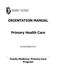 ORIENTATION MANUAL Primary Health Care Revised October[removed]Family Medicine–Primary Care