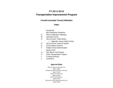 FY[removed]Transportation Improvement Program Lincoln/Lancaster County Nebraska Index  A.