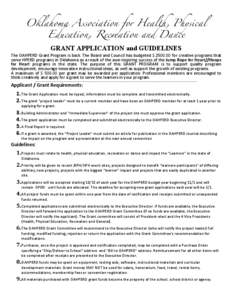 Oklahoma Association for Health, Physical Education, Recreation and Dance GRANT APPLICATION and GUIDELINES  