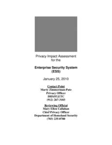 Department of Homeland Security Privacy Impact Assessment Enterprise Security System
