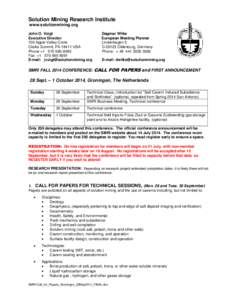 Solution Mining Research Institute www.solutionmining.org John O. Voigt Executive Director 105 Apple Valley Circle Clarks Summit, PA[removed]USA