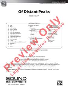 Grade Level: 1½ (EASY)  (Correlates with Sound Innovations for Concert Band, Book 2, Level 2) Of Distant Peaks World Parts