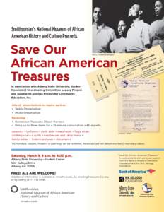 Smithsonian’s National Museum of African American History and Culture Presents Save Our African American Treasures