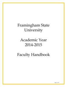 Framingham State University Academic Year[removed]Faculty Handbook