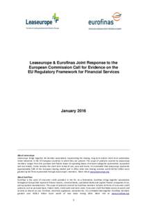 Leaseurope & Eurofinas Joint Response to the European Commission Call for Evidence on the EU Regulatory Framework for Financial Services January 2016