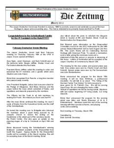 Official Publication of the Jasper Deutscher Verein  Die Zeitung March 2012 The Jasper Deutscher Verein was founded in January, 1980 to promote, preserve and celebrate our proud German Heritage in Jasper and surrounding 