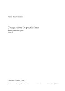 Ricco Rakotomalala  Comparaison de populations