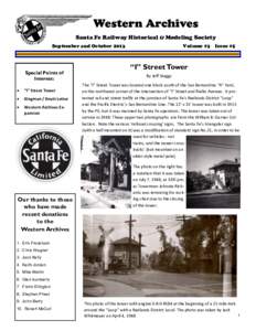 Western Archives Santa Fe Railway Historical & Modeling Society September and October 2013 Special Points of Interest: