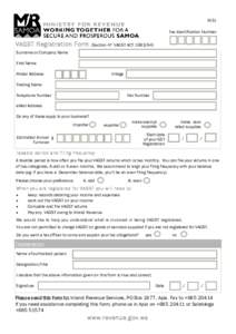 IR31 Tax Identification Number VAGST Registration Form  (Section 47 VAGST ACT)