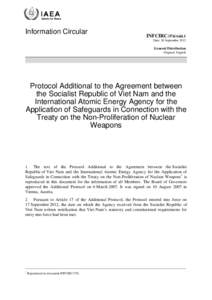 INFCIRC/376/Add.1 - Protocol Additional to the Agreement between the Socialist Republic of Viet Nam and the International Atomic Energy Agency for the Application of Safeguards in Connection with the Treaty on the Non-Pr